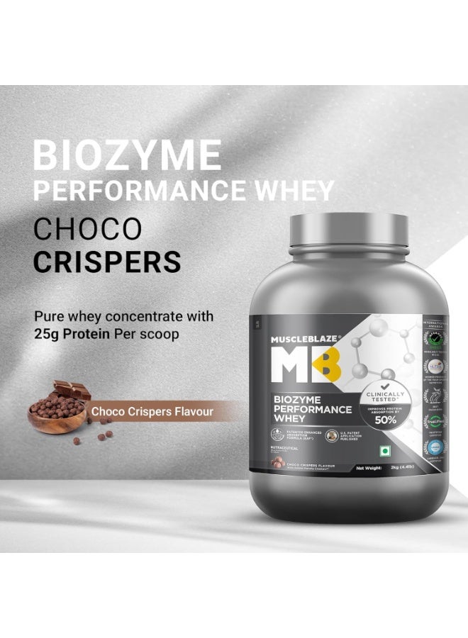 MuscleBlaze Biozyme Performance Whey Protein Powder, Choco Crispers (2kg / 4.4lbs) | 25g Protein Per Scoop | Clinically Tested 50% Higher Protein Absorption - Image 4