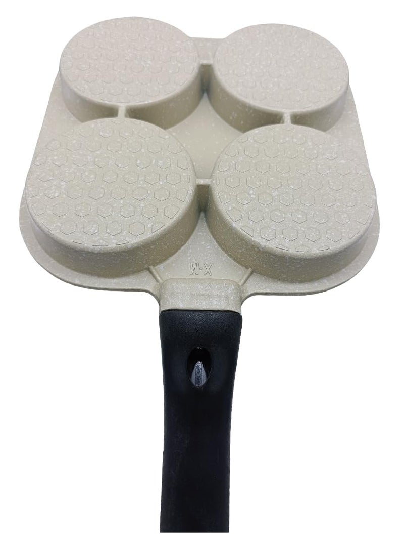JUGTE Egg Frying Pan 4 Hole NonStick Medical Stone Coating Heat Evenly Fried Egg Pan OnePiece DieCasting Harmless Easy to Clean Pancake Griddle for Induction Cooker White - Image 4
