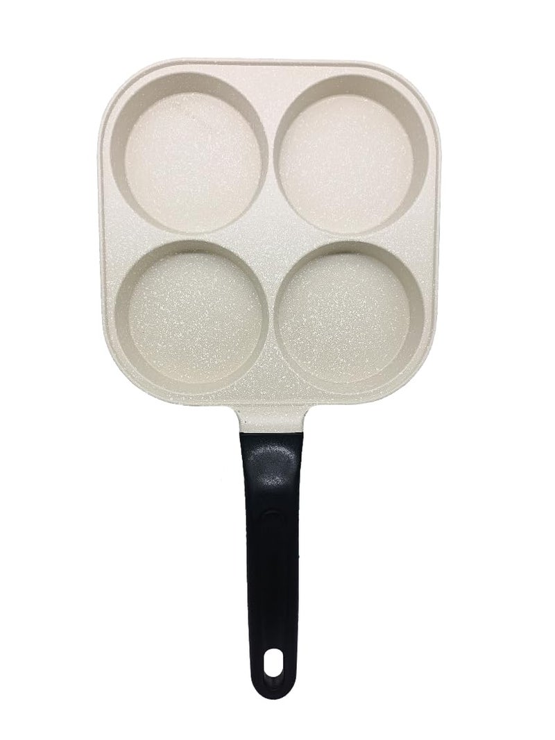 JUGTE Egg Frying Pan 4 Hole NonStick Medical Stone Coating Heat Evenly Fried Egg Pan OnePiece DieCasting Harmless Easy to Clean Pancake Griddle for Induction Cooker White - Image 1