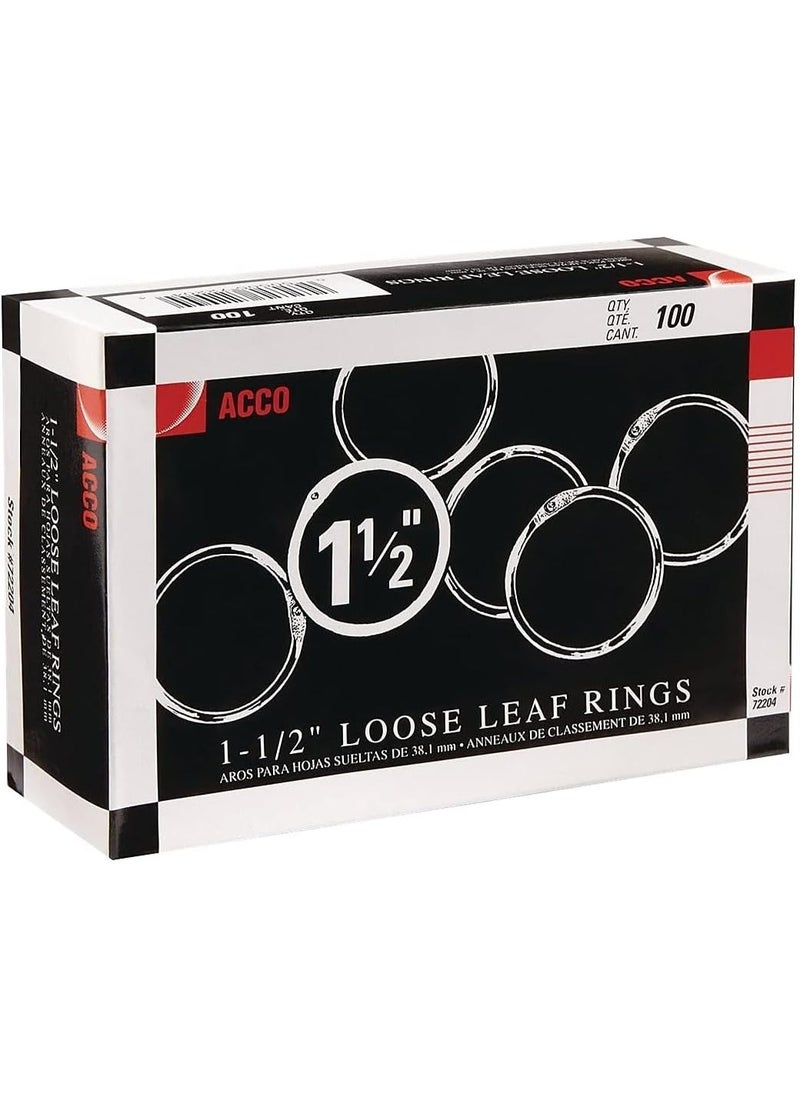 ACCO ACCO Loose Leaf Binder Rings, 1-1/2", Silver, 100 Rings/Box (72204)  - Image 4