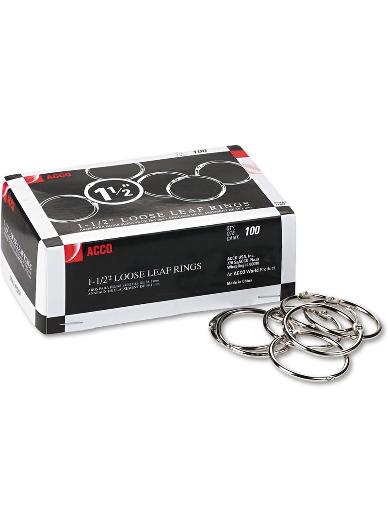 ACCO ACCO Loose Leaf Binder Rings, 1-1/2", Silver, 100 Rings/Box (72204)  - Image 2