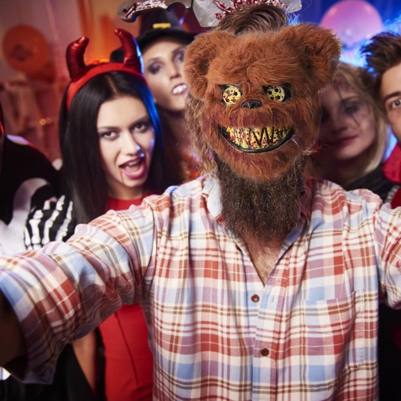 Brown Bear Plush Animal Mask Scary Halloween Cosplay Headwear For Festival Party - Image 4
