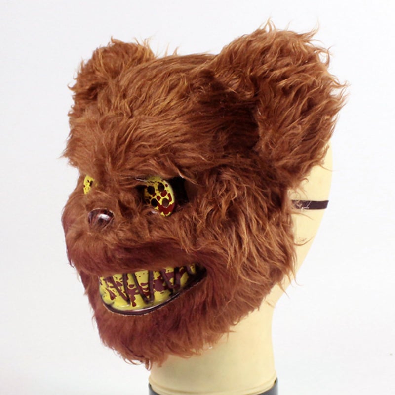 Brown Bear Plush Animal Mask Scary Halloween Cosplay Headwear For Festival Party - Image 3