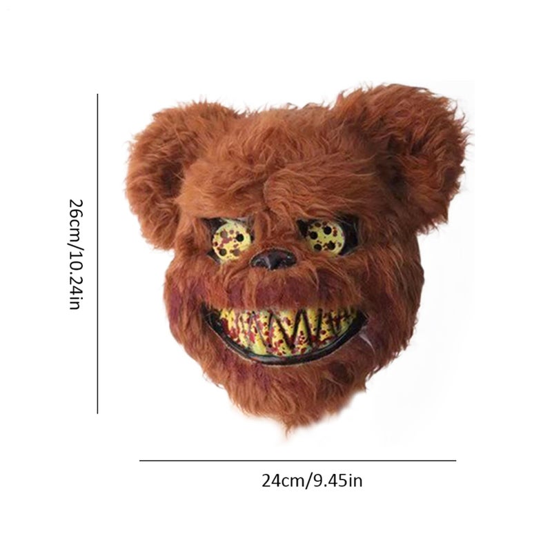 Brown Bear Plush Animal Mask Scary Halloween Cosplay Headwear For Festival Party - Image 5