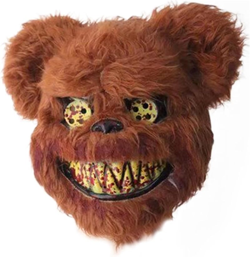 Brown Bear Plush Animal Mask Scary Halloween Cosplay Headwear For Festival Party - Image 1