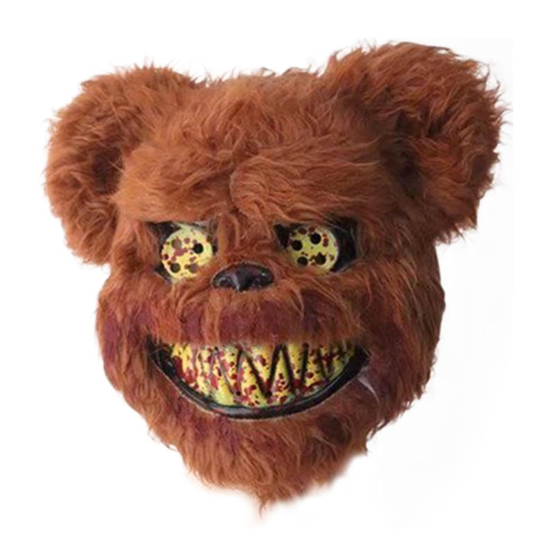 Brown Bear Plush Animal Mask Scary Halloween Cosplay Headwear For Festival Party - Image 2