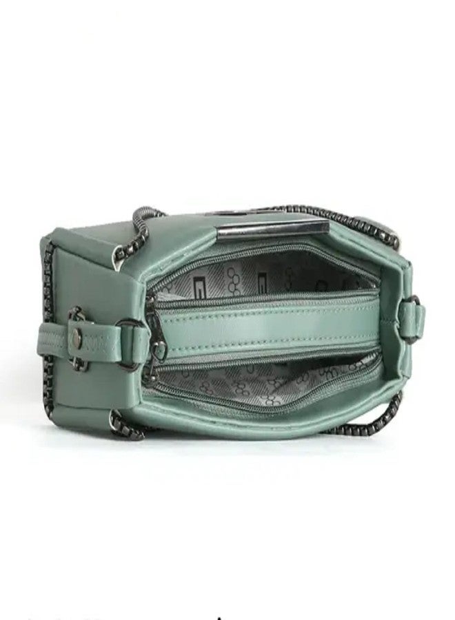 Velouria Elegant PU Leather Crossbody Bag for Women | Stylish Shoulder Purse with Chain Strap & Metal Logo | Fashion Handbag for Casual & Party Use - Image 2