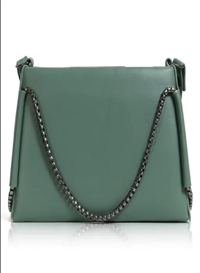 Velouria Elegant PU Leather Crossbody Bag for Women | Stylish Shoulder Purse with Chain Strap & Metal Logo | Fashion Handbag for Casual & Party Use - Image 4