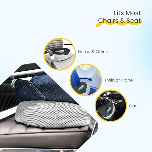 Sleepsia Donut Pillow for Tailbone Pain |1 Year Warranty| Coccyx Seat Cushion for Chair-Hemorrhoid& Piles Pillow-Car Seat Donut Cushion Hemorrhoids Fistula Prostate Post Relief-Grey/Black, Memory Foam - Image 5