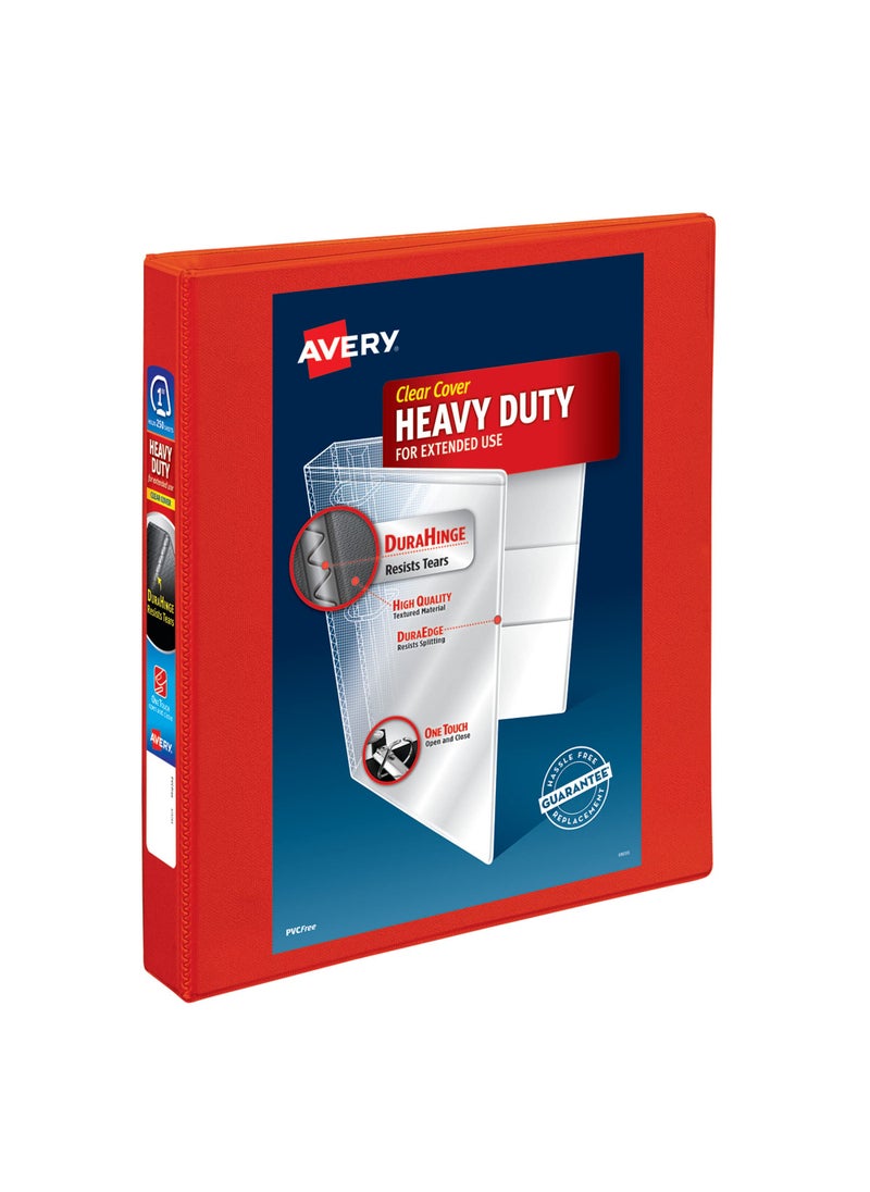 AVERY Avery Heavy-Duty View 3 Ring Binder, 1" One Touch EZD Rings, 1 Red Binder (79170)  - Image 1