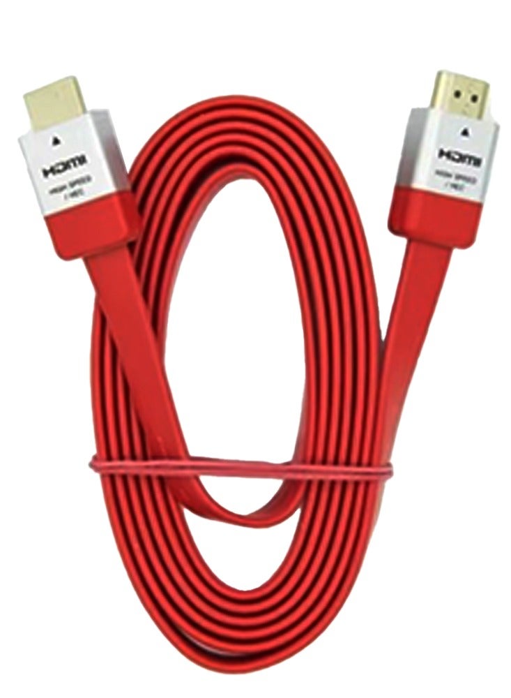 كابل HDMI مسطح عالي السرعة 2 متر، دعم ثلاثي الأبعاد يصل إلى 4K، واجهة الوسائط المتعددة، لأجهزة PS3، PS4، الكمبيوتر الشخصي، التلفزيون، الكمبيوتر المحمول، جهاز العرض ومجموعة ملحقات الألعاب - أحمر - Image 4