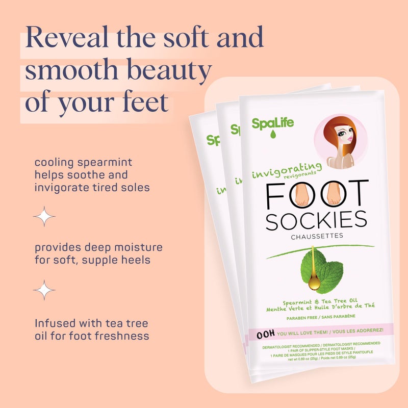 SpaLife Moisturizing Foot Mask | Foot Wrap for Dry Cracked Feet Intensive Repair Treatment | Tea Tree Oil Softening Booties | Callus Remover Alternative | Self Care Gifts for Women | 8 Pack - Image 2