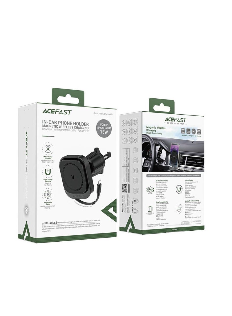ACEFAST D32 Magnetic Wireless Charging Holder with Retractable Cable - Image 2