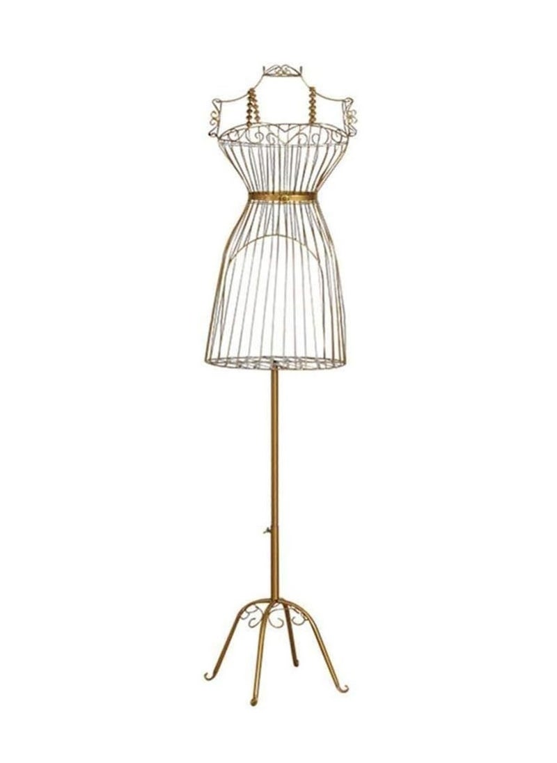 Hihonor Mannequin Female Torso Body Half Body Wedding Dress Hanger Golden Iron Art Model Props Display Stand, Height Adjustable Four Foot Bottom Seat (Gold)  - Image 2
