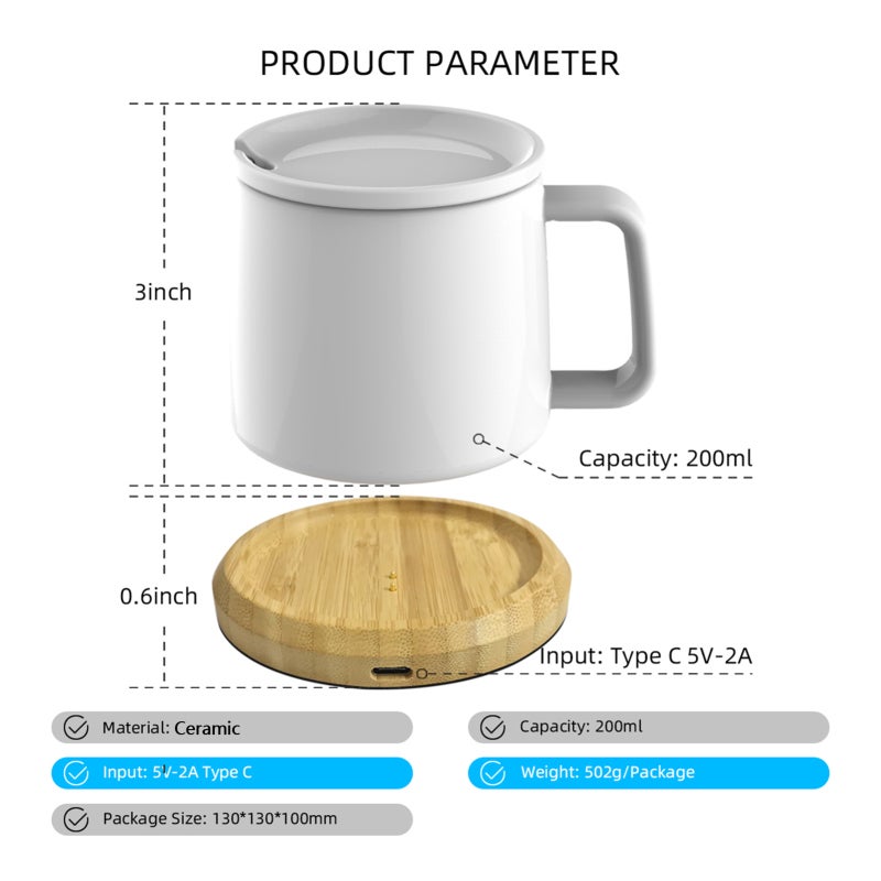 Coffee Warmer: 131°F/55°C Constant Temperature - USB Powered White Desk Accessory for Office Home Travel Hot Beverage Lovers - Image 3