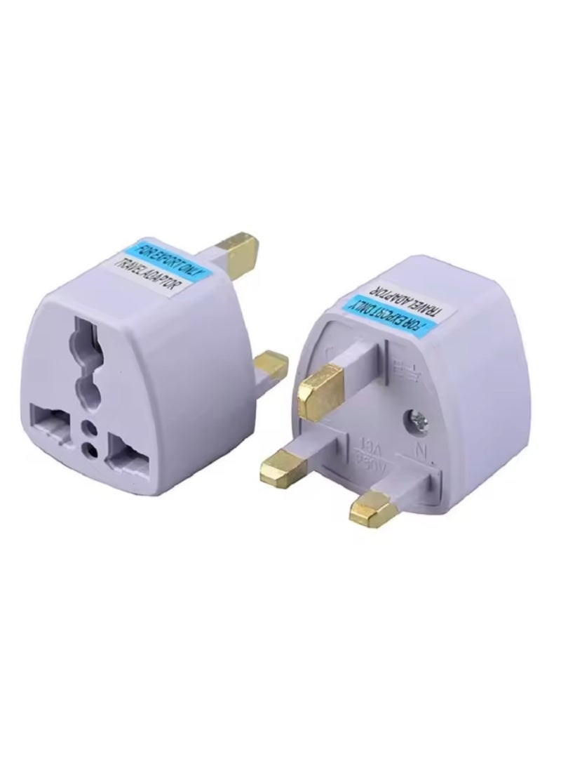 2 Pieces Universal Travel Adapter Plug | USA/Canada/EU/AU to UK UAE Dubai HK Converter | 3 Pin Travel Wall Plug, Type A/B/C/G Compatible, Compact Power Adapter for Travelling - Image 1