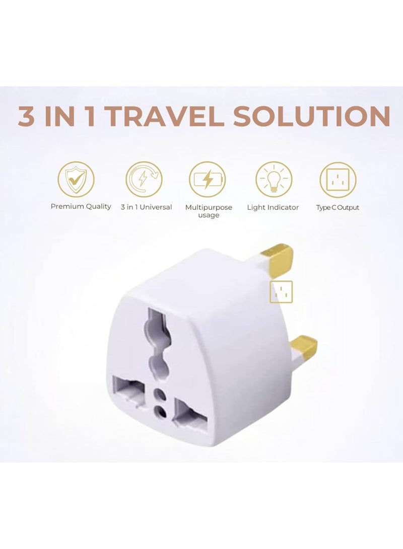 2 Pieces Universal Travel Adapter Plug | USA/Canada/EU/AU to UK UAE Dubai HK Converter | 3 Pin Travel Wall Plug, Type A/B/C/G Compatible, Compact Power Adapter for Travelling - Image 3