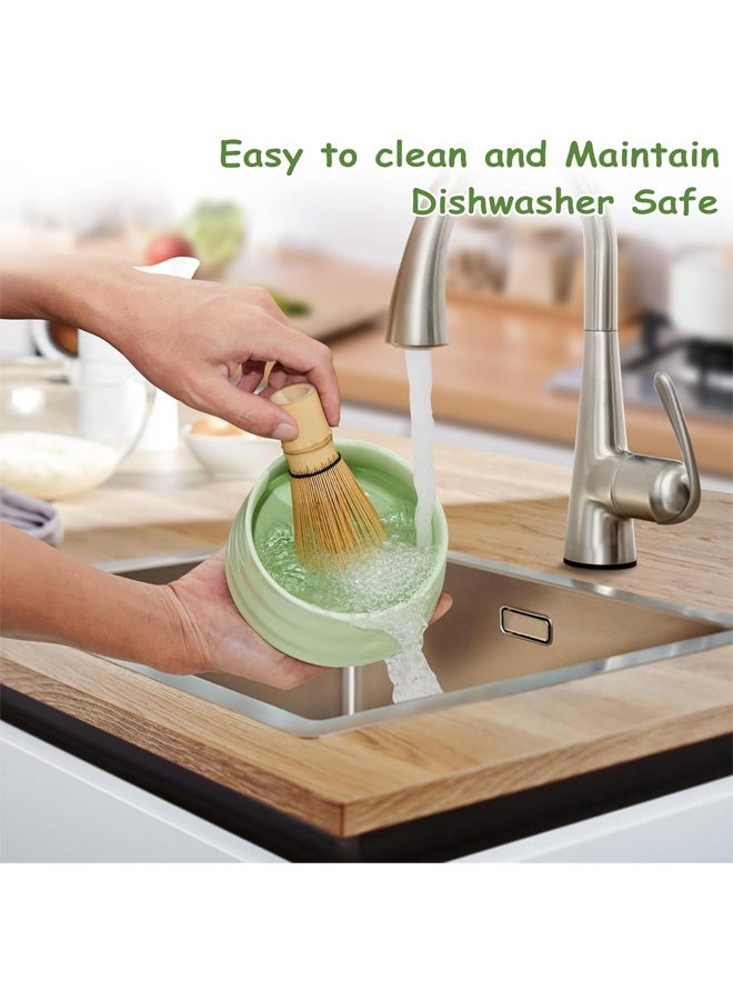 DUNISO مجموعة خفق ماتشا 7 قطع، مجموعة حفل ماتشا يابانية أصلية، صندوق هدايا مجموعة الشاي اليابانية، تشمل خفاقة من الخيزران وملعقة، منخل من الفولاذ المقاوم للصدأ، وعاء سيراميك وحامل خفاقة، قطعة قماش للشاي، خلاط كهربائي، هدية لعشاق الماتشا/الأصدقاء - Image 5