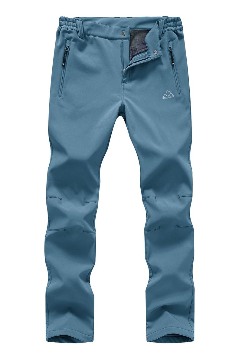 YSENTO Womens Fleece Lined Pants Winter Snow Ski Waterproof Insulated Softshell Hiking Mountain Pants Grey Blue Size S