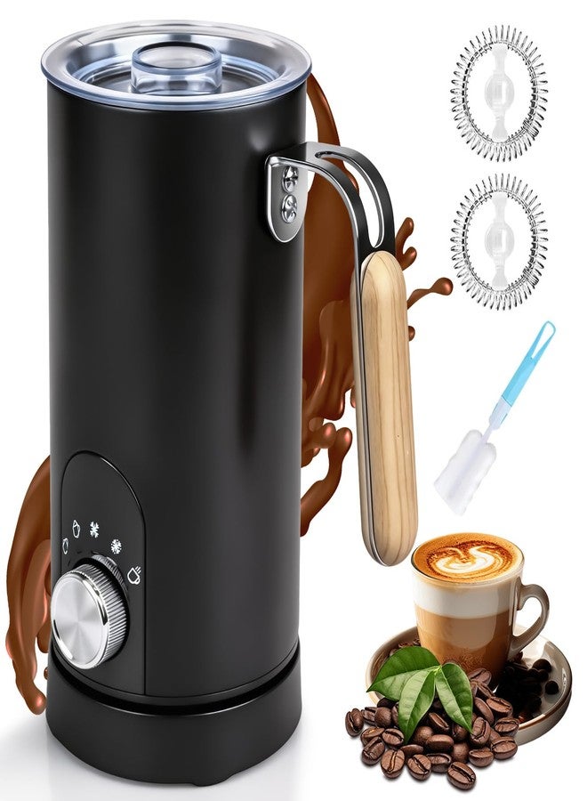 Maraiss 5-in-1 Electric Milk Frother and Steamer, Automatic Milk Foamer Hot Chocolate Maker with Wood Grain Handle, 11.8oz Milk Warmer and Heater for Latte, Cappuccino, Hot Cocoa Maker, Frother for Coffee - Image 1