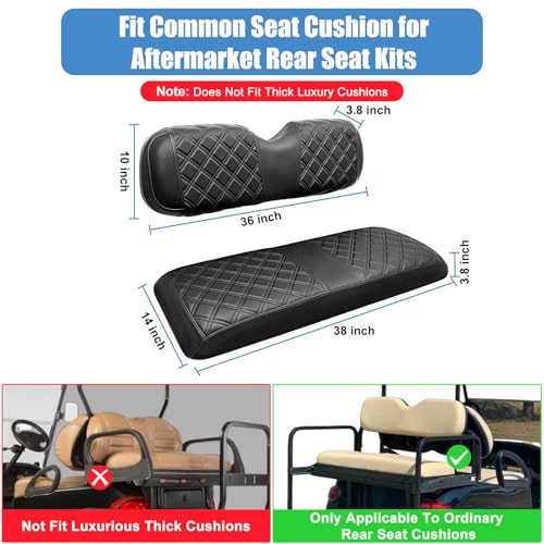 MOSNAI Golf Cart Rear Seat Covers for EZGO Club Car Yamaha Aftermarket Rear Seat Cushion Rear Seat Cover with Concave and Convex Design Thick Vinyl Leather Comfortable Breathable Easy to Clean - Image 3
