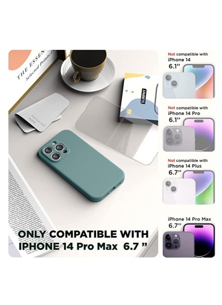 Raxoom iPhone 14 Pro Max Case with Screen Protector, (with Camera Protection + Soft Microfiber Lining) Liquid Silicone Phone Case, Cactus Green - Image 4