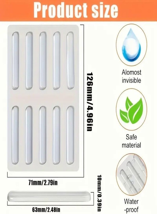 PANSHURI 10Pcs Transparent 2.24 inch Strip Door Handle Bumper Soft Wall Protector Self Adhesive Door Knob for Wall Shield Guard Sliding Clear Door Bumpers Stopper Silencer (10 Pcs Strip) - Image 2