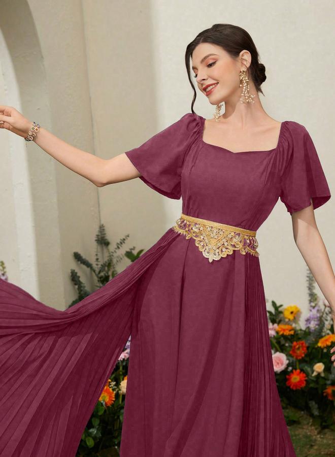 Take Two Burgundy Sweetheart Neck Maxi Dress - Image 4