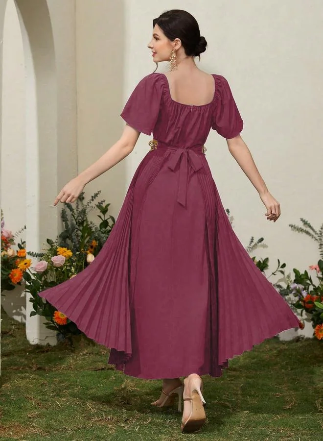 Take Two Take Two Burgundy Sweetheart Neck Maxi Dress