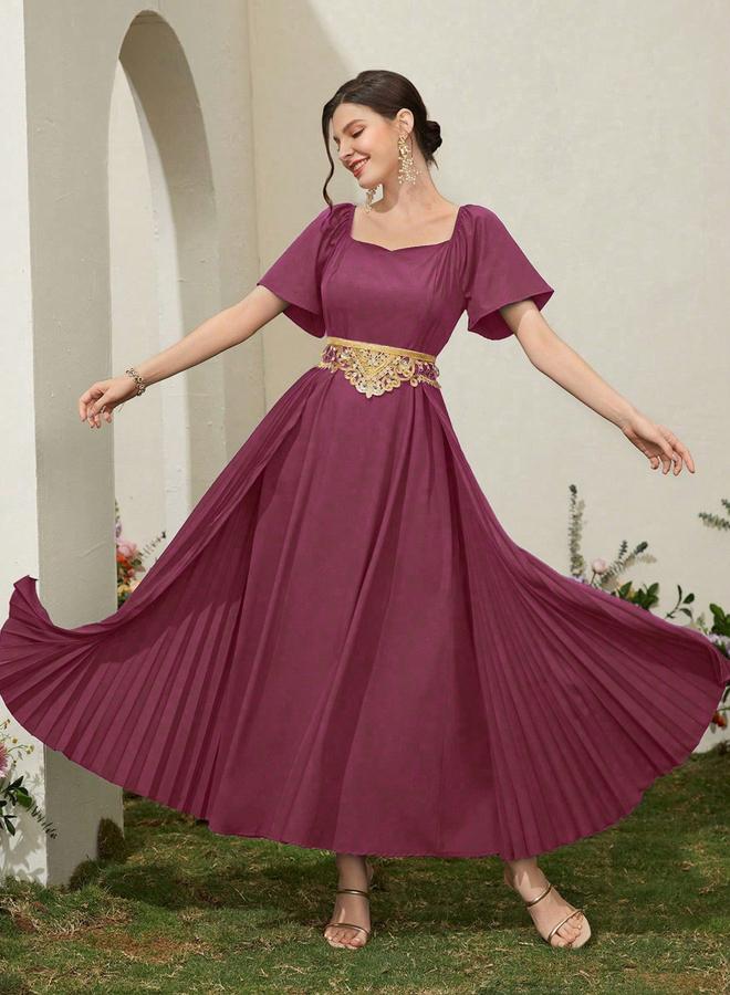 Take Two Burgundy Sweetheart Neck Maxi Dress - Image 3