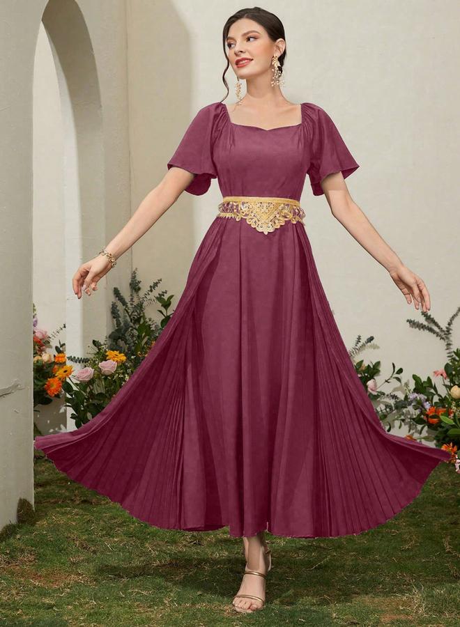 Take Two Burgundy Sweetheart Neck Maxi Dress - Image 1