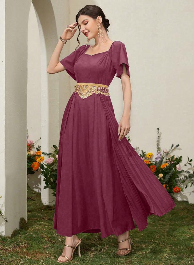 Take Two Burgundy Sweetheart Neck Maxi Dress - Image 5