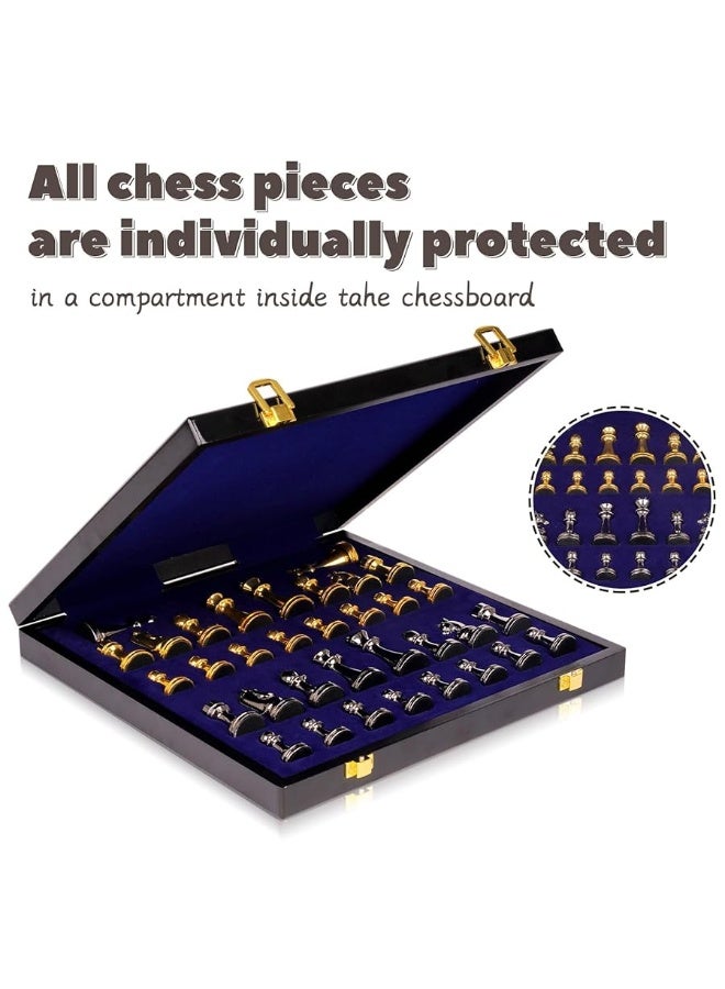 Agirlgle Metal Chess Set for Adults and Kids â€“ Marbling Chess Board with Chess Pieces â€“ Travel Chess Sets with Extra Queens with zinc Alloy Metal Pieces â€“ Ideal for Beginners and Professional Players - Image 5