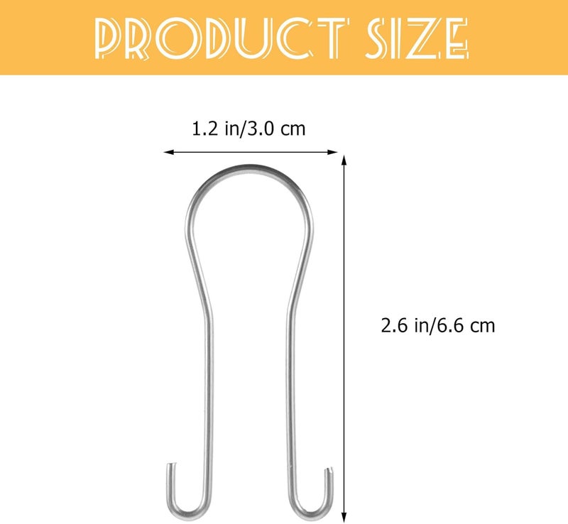 Healifty 50pcs Stainless Steel Dual-end Shower Hooks for Bathrooms, Over Shower Towel Holder, Sturdy Bathroom Wall Hanging Hooks for Towels and Robes - Image 2