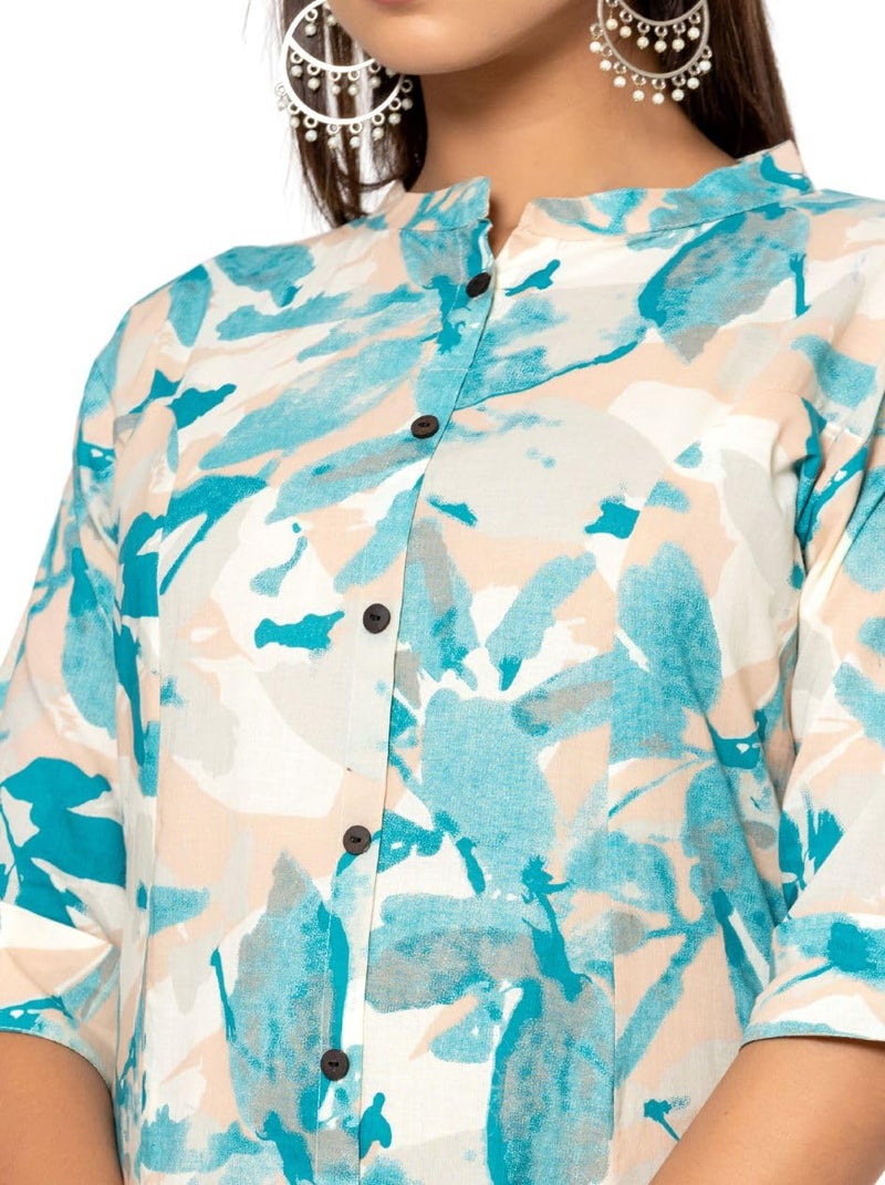 rytras Women's Cotton Printed A-Line Kurta with Palazzo Pant Set(RYT582,XL) Blue - Image 5
