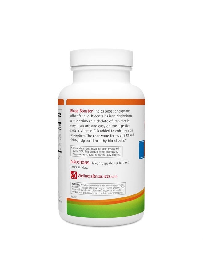 Wellness Resources معزز الدم للطاقة والإرهاق - حديد لطيف وغير مسبب للإمساك، ميثيل فولات وفيتامينات ب الأخرى (180 كبسولة - نباتي، خالي من الغلوتين، غير معدل وراثيًا) - Image 3