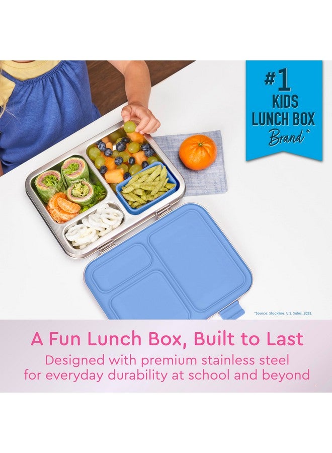 Bentgo Bentgo Kids Stainless Steel Prints Leak-Resistant Lunch Box - 3-Compartments with Silicone Container, Durable, Eco-Friendly, Dishwasher Safe, BPA-Free, for School, Ages 3+ (Rainbows & Butterflies)  - Image 2