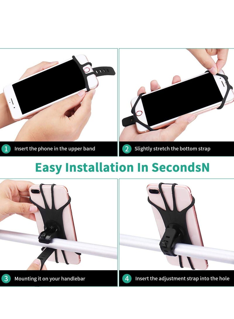 ساكن حامل هاتف محمول من السيليكون للدراجة، حامل هاتف عالمي يدور 360 درجة على مقود الدراجة النارية متوافق مع iPhone SE/11/12/13/14Pro Max/X/XS MAX/XR/الهواتف الذكية من 8 بوصة إلى 6.5 بوصة - Image 2