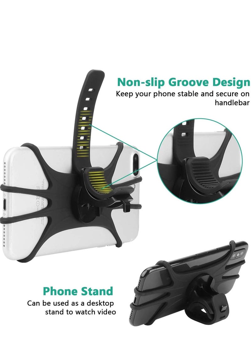 ساكن حامل هاتف محمول من السيليكون للدراجة، حامل هاتف عالمي يدور 360 درجة على مقود الدراجة النارية متوافق مع iPhone SE/11/12/13/14Pro Max/X/XS MAX/XR/الهواتف الذكية من 8 بوصة إلى 6.5 بوصة - Image 3