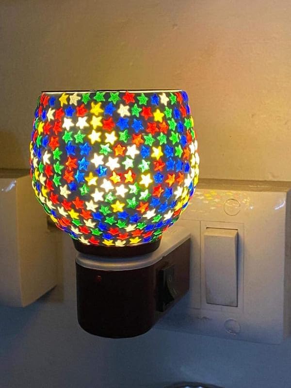 SHREE HANS CREATION | Kapur Dani Electrical Camphor Diffuser. Glass Kapoor Dhani & Essential Oil Diffuser with On Off Switch to Toggle Between Burner & Lamp(Star Multi) - Image 5