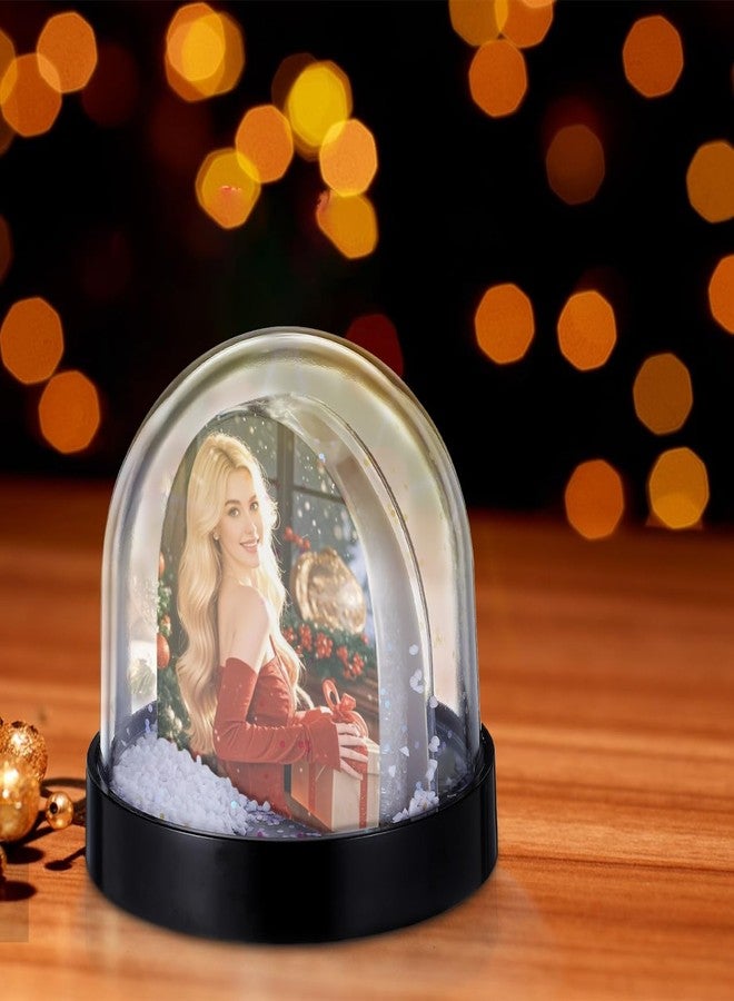 DEARMAMY كرة الثلج المصورة من ديرمامي، إطار صور سائل يمكنك صنعه بنفسك لعيد الميلاد، كرة ثلج بلاستيكية شفافة عائمة، إطار مائي عائم، عرض على سطح الطاولة، كرات ثلج لعيد الميلاد وعيد الحب للعائلة والأصدقاء - Image 3