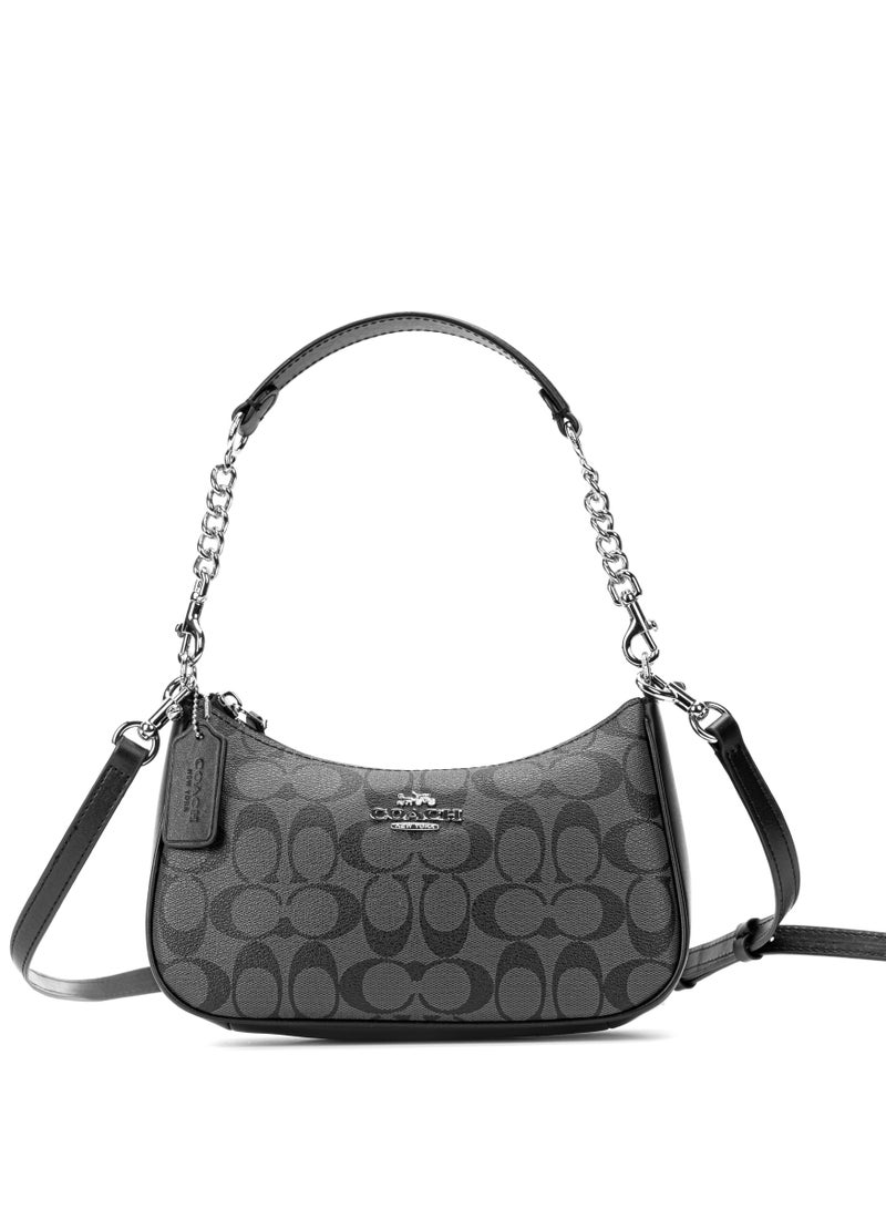 كوتش اوت ليت حقيبة كتف TERI ذات شعار كلاسيكي للمدرب، حقيبة كروس بودي، حقيبة يد - Image 1