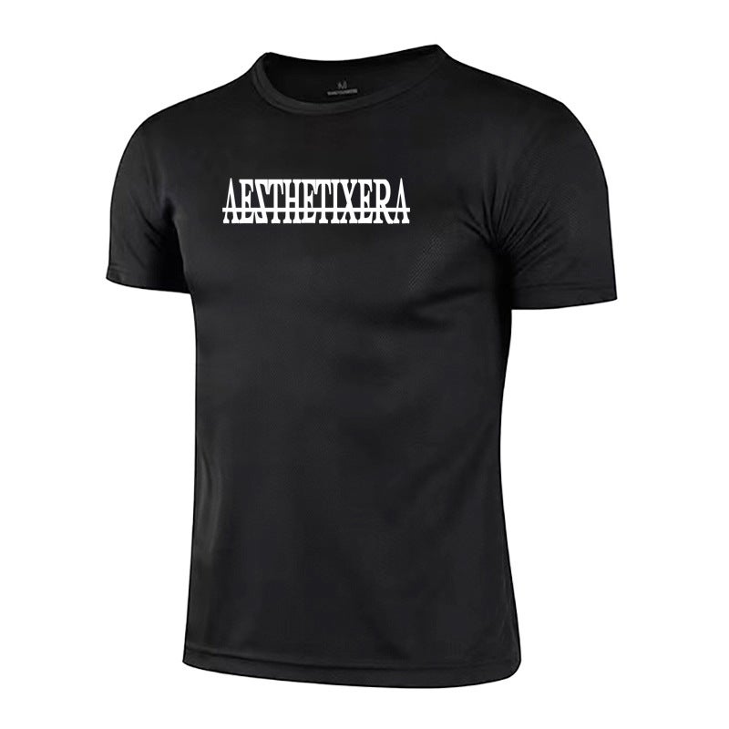 Slim fit fitness sports short sleeve men''s bodybuilding training clothes summer quick-drying mesh bottoming shirt trendy muscle men - Image 1