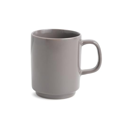 Shay Ceramic Mug, 1 Pc, Grey, 300ml | Glossy Finish | Ceramic Coffee Cup | Porcelain | Microwave Safe (Rise Mug - 1Pc - Grey) - Image 1