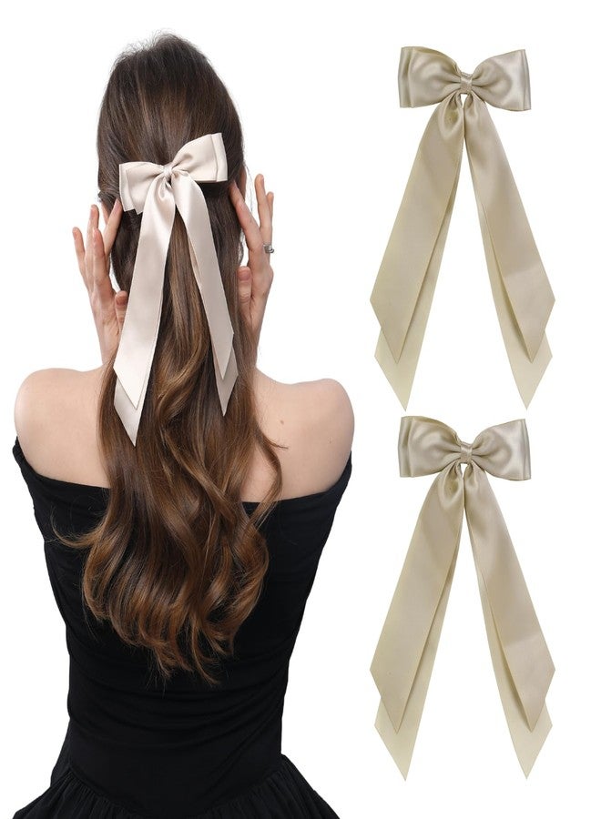 LuSeren 2 PCS Double Layer Hair Bows Gold Hair Ribbon Clips Ponytail Holder Accessories for Women Girls Toddlers Teens Kids - Image 1