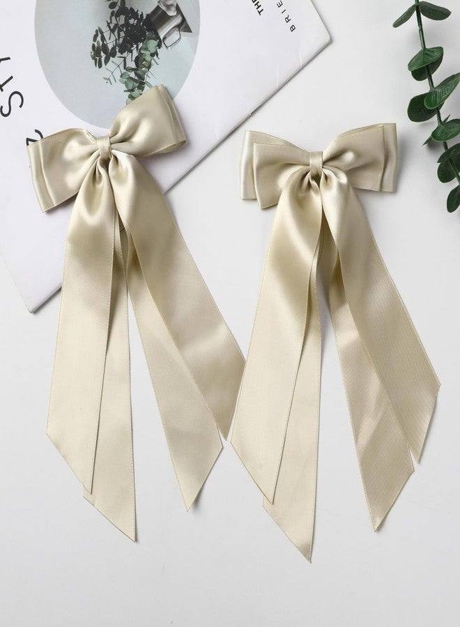LuSeren 2 PCS Double Layer Hair Bows Gold Hair Ribbon Clips Ponytail Holder Accessories for Women Girls Toddlers Teens Kids - Image 4