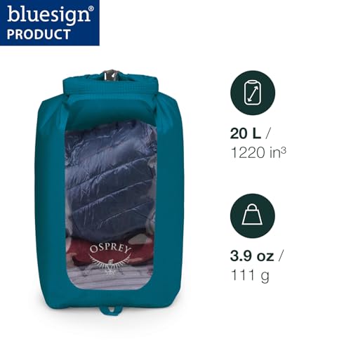 Osprey 20L Waterproof Dry Sack with Window Waterfront Blue - Image 3