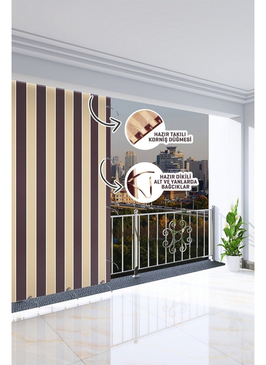 AL-CA HOME 260 x 270 cm Brown Color Balcony Curtain  - Image 2