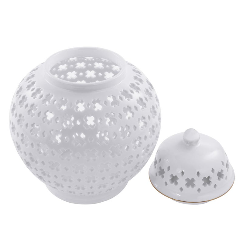 Lilly Pulitzer Ginger Jar with Lid, 10" Tall Ceramic White Decor, Lattice Vase/Decorative Jar for Home Decor, White Lattice - Image 2