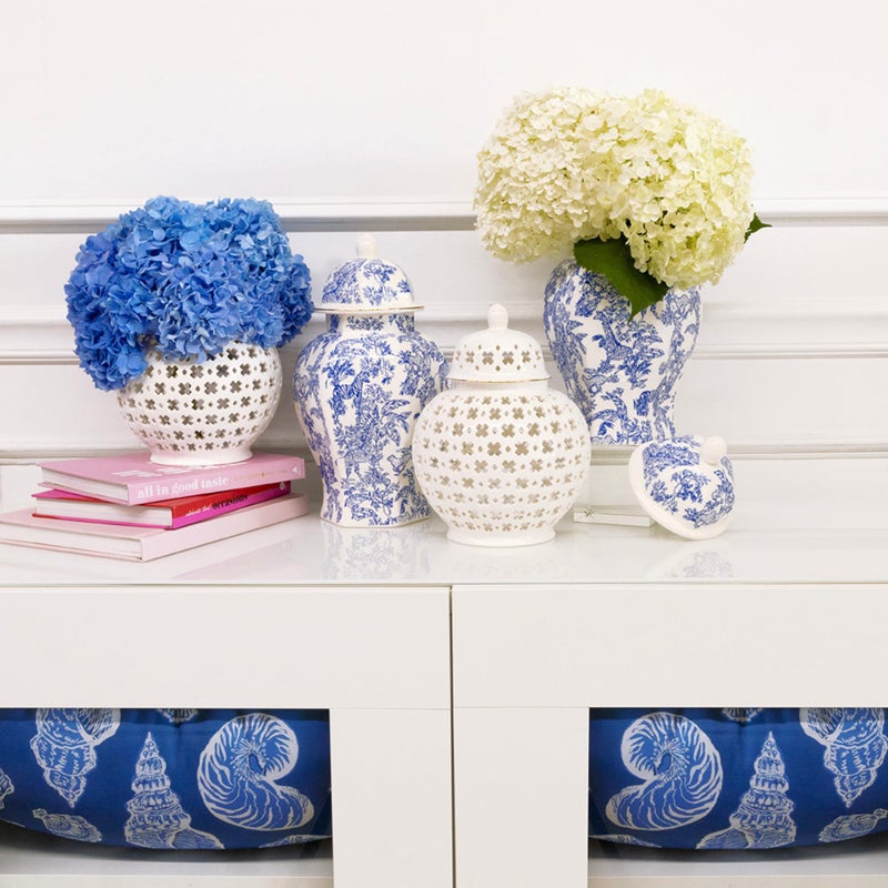 Lilly Pulitzer Ginger Jar with Lid, 10" Tall Ceramic White Decor, Lattice Vase/Decorative Jar for Home Decor, White Lattice - Image 4